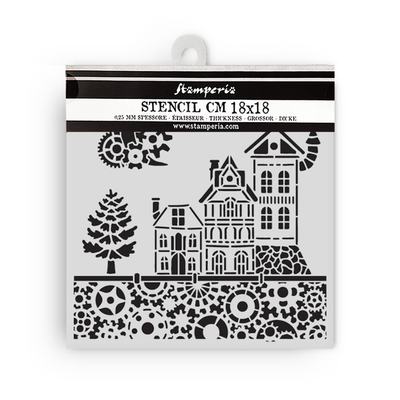 Stencil mixed Media 3D 18x18cm - Gear Up For Christmas houses - Stamperia 