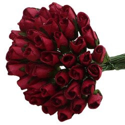 50 DEEP RED MULBERRY PAPER ROSEBUDS 6MM