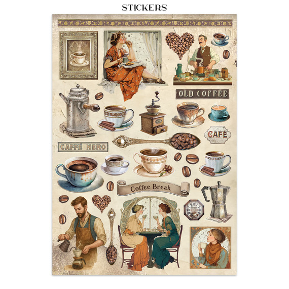 Junk Journal set of papers, stickers and elements - Coffee & Chocolate - Stamperia 