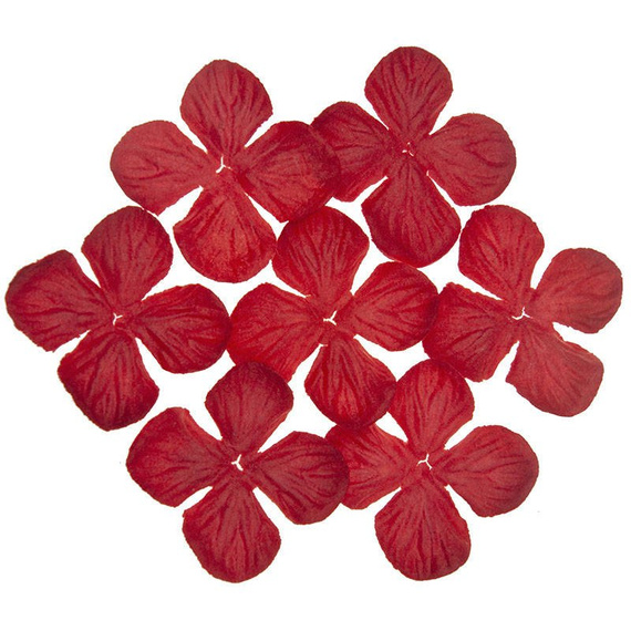 100 RED HYDRANGEA BLOOMS 50MM