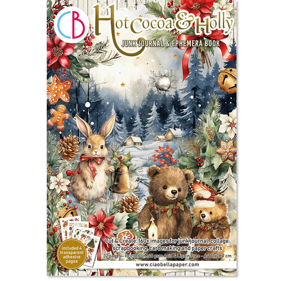 Set of scrapbooking papers A4 - Junk Journal &amp; Ephemera Book - Ciao Bella - Hot Cocoa &amp; Holly