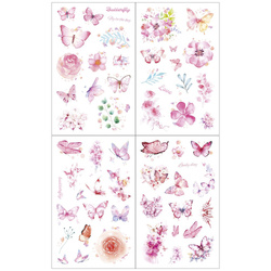 Stickers foil - Pink flowers and butterflies