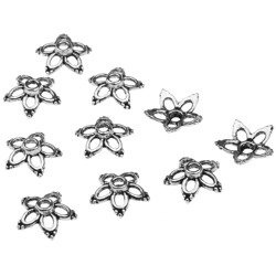 10 FLOWER SHAPE METAL BEAD/PIN CAPS