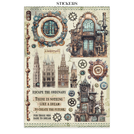 Junk Journal set of papers, stickers and elements - Voyages Fantastiques - Stamperia 