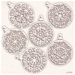 Chipboard Chistmas baubles set 6 pcs- Spectrum