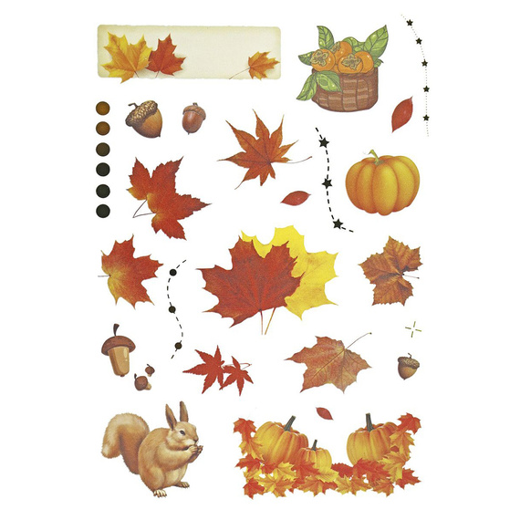 Stickers foil - Leaves, mushrooms, squirrels