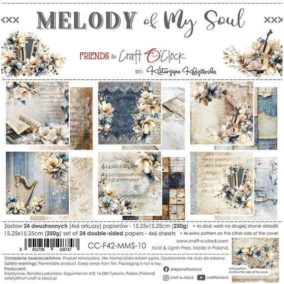 Set of scrapbooking papers 15x15 - Craft o'clock -  Melody of My Soul