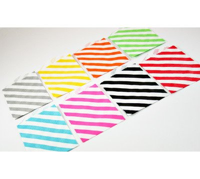 Paper Bags 10pcs 2.75 x 4 " (7x10cm) - Aqua Diagonal Stripes - Whisker Graphic