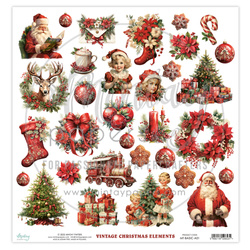 Paper with elements for scrapbooking 30x30 - Mintay - Vintage Christmas