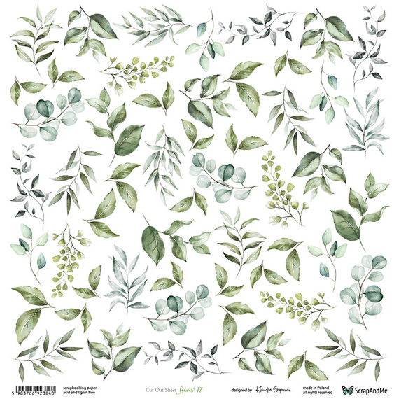 Scrapbooking paper 30x30 - ScrapAndMe - Leaves 17 - cut-out sheet