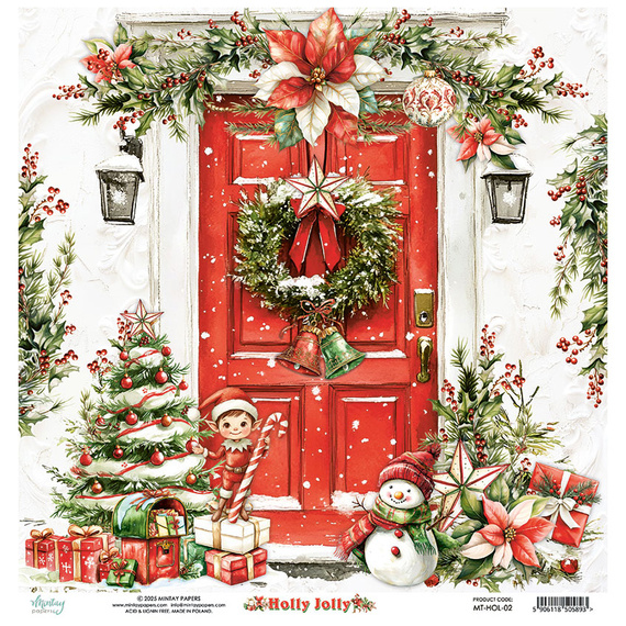 Scrapbooking paper 30x30 - Mintay - Holly Jolly 02