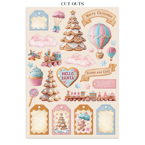 Junk Journal set of papers, stickers and elements - Candy Christmas - Stamperia
