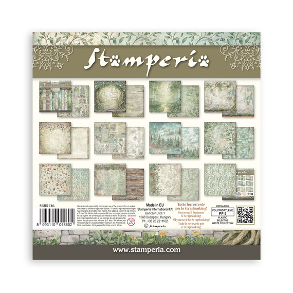 Scrapbooking Craft Papier Set 20x20 - Stamperia - Herbarium Silvae backgrounds