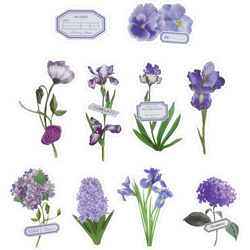 Stickers foil - Purple flowers and labels