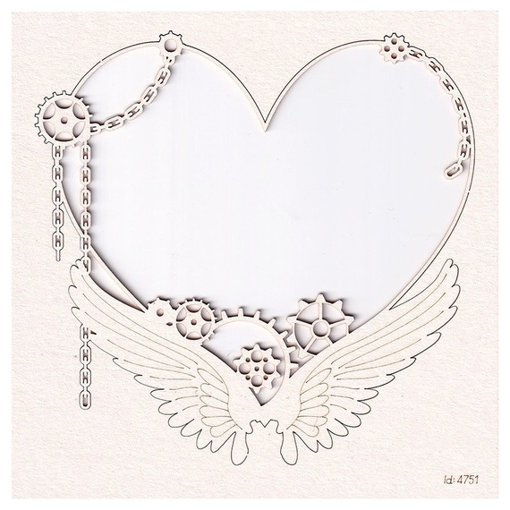 Chipboard - Big frame with a heart - Steampunk 