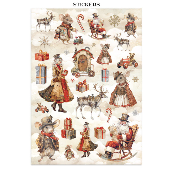 Junk Journal set of papers, stickers and elements - Gear Up For Christmas - Stamperia 
