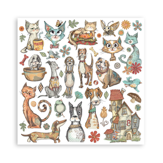 Set of scrapbooking papers 30x30 - Furry Friends - Stamperia