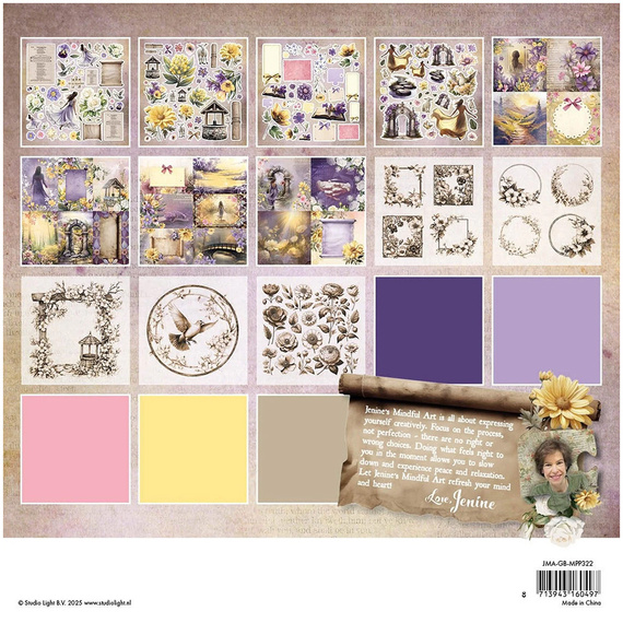 Set of scrapbooking papers 20x20 - StudioLight - Vellum Unicolor &amp; Elements Growing &amp; Blooming
