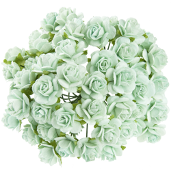 50 AQUA MULBERRY PAPER OPEN ROSES 20 MM