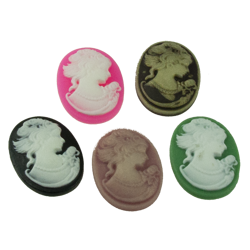 5 BEATIFUL LADY OVAL CAMEO - 25mm (1") x 18mm (0,7")