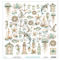 Paper with scrapbooking elements 30x30 - Mintay - Azure Coast