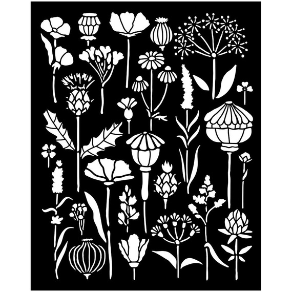 Stencil mixed Media 3D 20x25cm - Herbarium Silvae herbarium - Stamperia