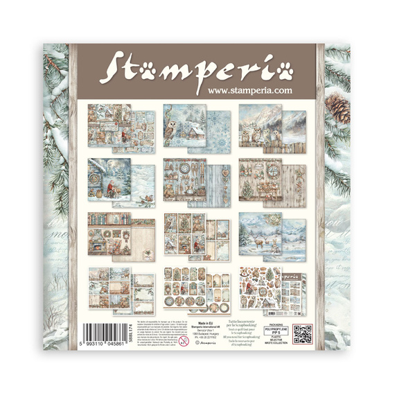 Set of 30x30 scrapbooking papers - Stamperia - The Owl's House