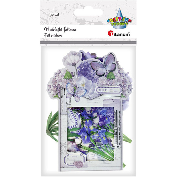 Stickers foil - Purple flowers and labels