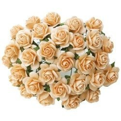 50 AUTUMN GOLD MULBERRY PAPER OPEN ROSES 25 MM