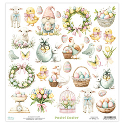 Paper with scrapbooking elements 30x30 - Mintay - Pastel Easter
