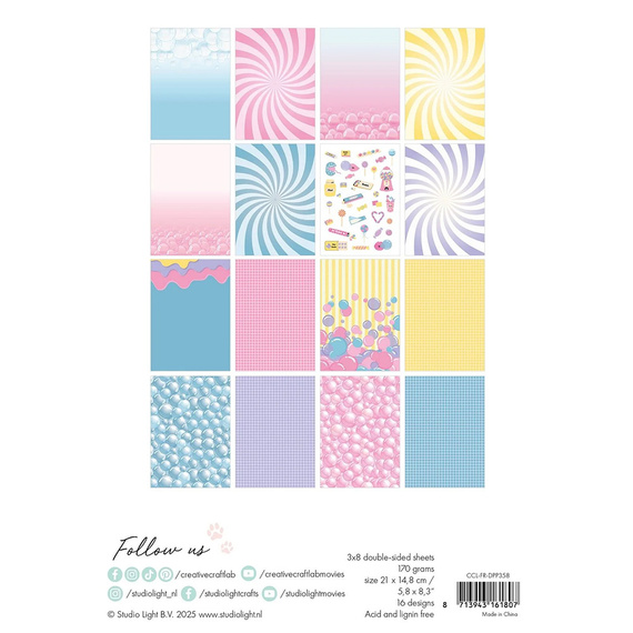A5 scrapbooking paper set - StudioLight - Bubblicious
