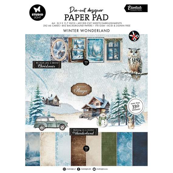 Set of scrapbooking papers with A4 elements - Winter Wonderland