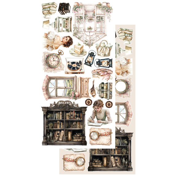 Set of 15x30 scrapbooking papers - Alchemy of Art - In silence, vintage