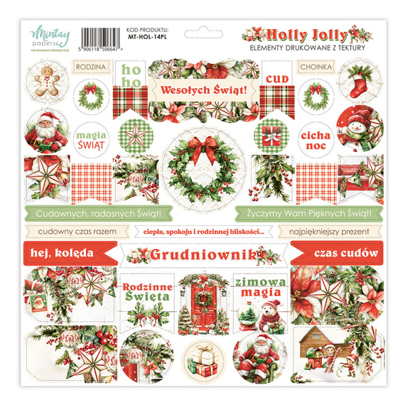 Sheet of cardboard elements - Mintay - Holly Jolly EN