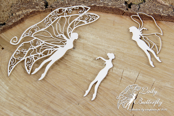 Chipboard flying butterfly fairies - Lady butterfly 