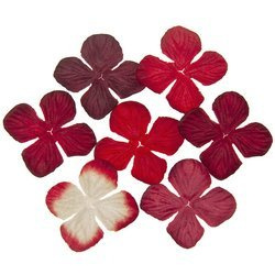 100 MIXED RED TONE HYDRANGEA BLOOMS 25MM