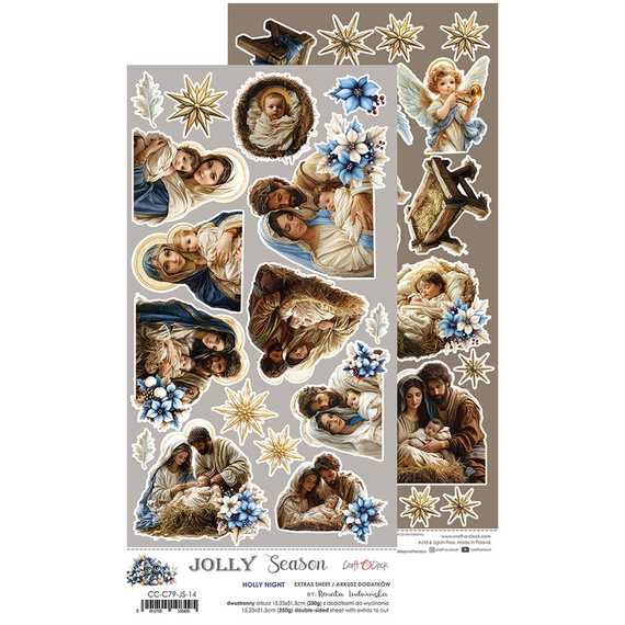 Scrapbooking paper 15x30 cm - Craft O'Clock - Extras Sheet - Jolly Season 