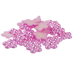 25 PINK FLOWER SHAPE FLAT BACK PEARL 18mm