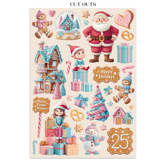 Junk Journal set of papers, stickers and elements - Candy Christmas - Stamperia