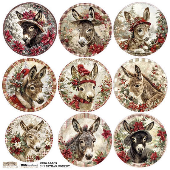Stickers paper - ScrapLove - Medallion Christmas Donkey 1 