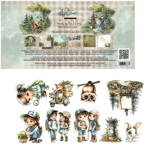 Set of 30x30 scrapbooking papers - Alchemy of Art - Friends of the Forest