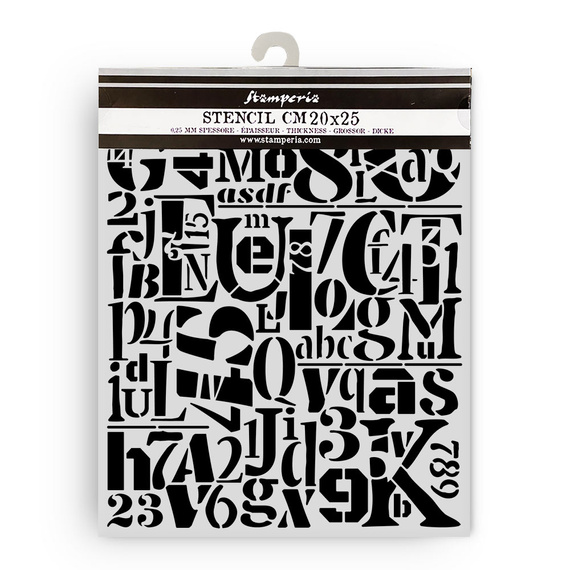 Stencil mixed Media 3D 20x25cm - Furry Friends background numbers letters - Stamperia