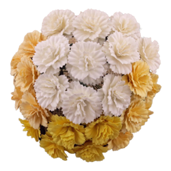 50 MIXED WHITE/CREAM MULBERRY PAPER CARNATION FLOWERS