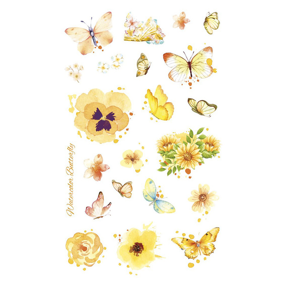 Stickers foil - Yellow flowers and butterflies