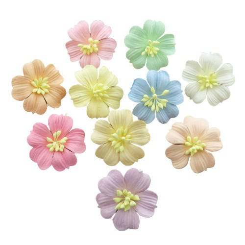 MIXED PASTEL COTTON STEM MULBERRY PAPER FLOWERS - SET B