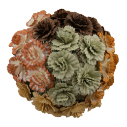 50 MIXED EARTH TONE MULBERRY PAPER CARNATION FLOWERS