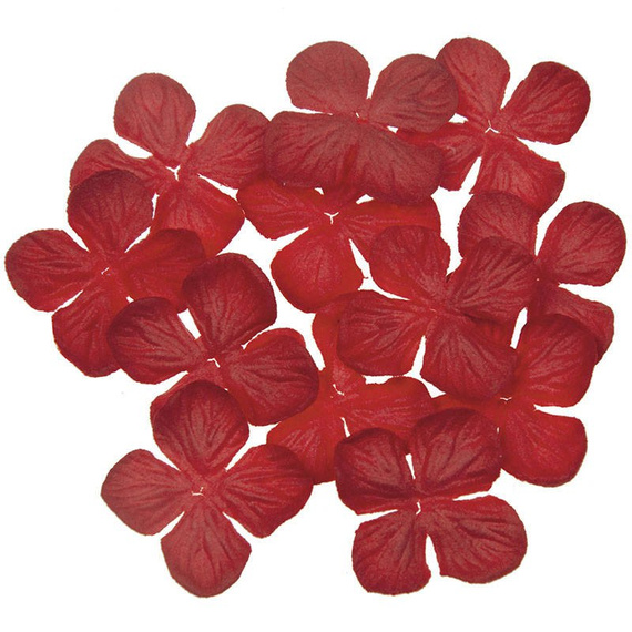 100 RED HYDRANGEA BLOOMS 50MM