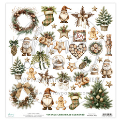 Paper with scrapbooking elements 30x30 - Mintay - Rustic Christmas