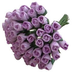 50 LILAC MULBERRY PAPER ROSEBUDS 6MM