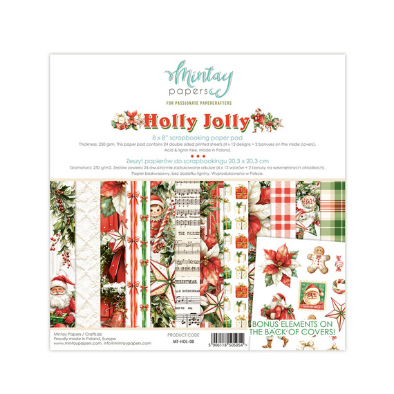 Set of scrapbooking papers 20x20 - Mintay - Holly Jolly